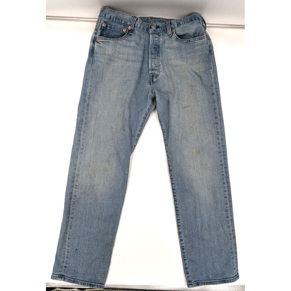 Levi's 501 Original Fit Button Fly Stretch Unleaded Light Wash Men's Jeans 32x29